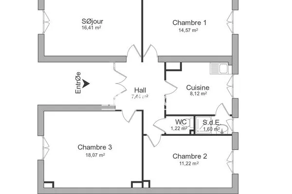 Appartement 3 pièces 79 m²