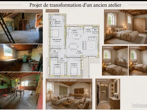 Projet de maison mitoyenne 130 m² - Permis purgé - Jardin de 300 m²