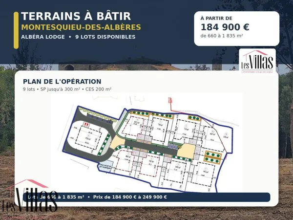 Vends terrain - 660 m² - Montesquieu Des Alberes 66740