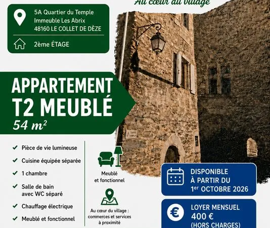 Logement T2 meublé de 54 m² à louer - Immeuble Les Abrix