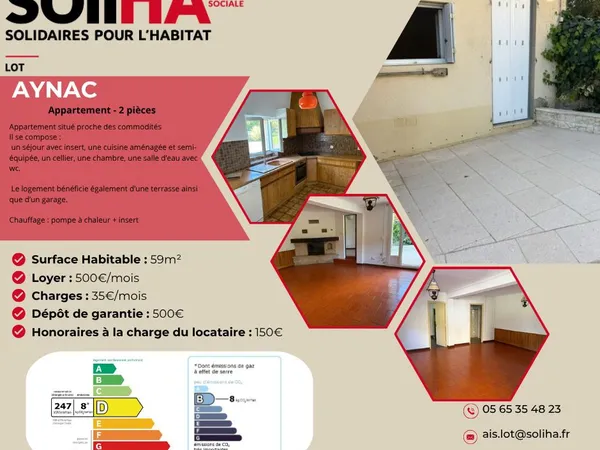 Location appartement T2 situé à AYNAC 46120