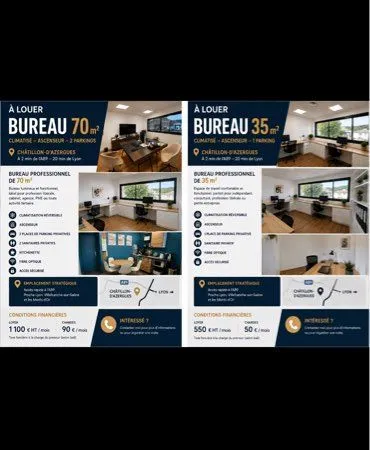 Bureau et espace de travail Location Lozanne  70m² 550€