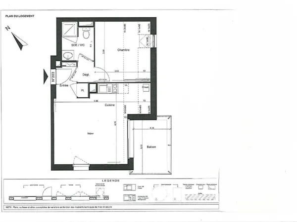 Appartement T2 avec balcon, stationnement et local privatif
