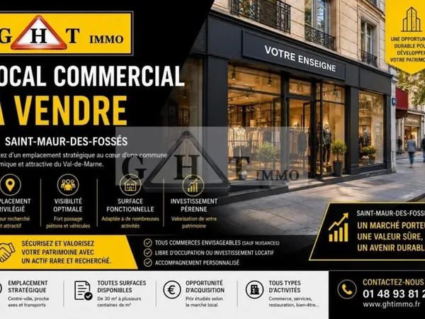 A VENDRE LOCAL COMMERCIAL SAINT MAUR DES FOSSES