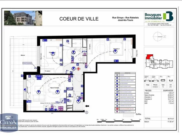 Appartement 3 pièces 65 m²