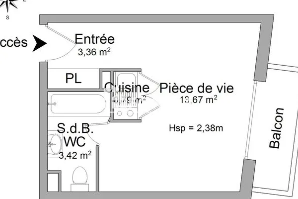 Appartement 1 pièce 21 m²