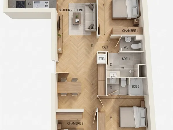 Appartement 4 pièces 90 m²