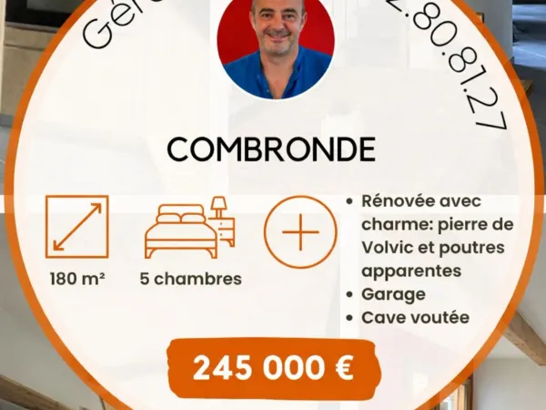 Maison de charme 180 m² à Combronde - Rénovée, spacieuse et prête à vivre !