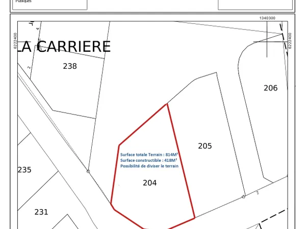 Terrain 814 m²