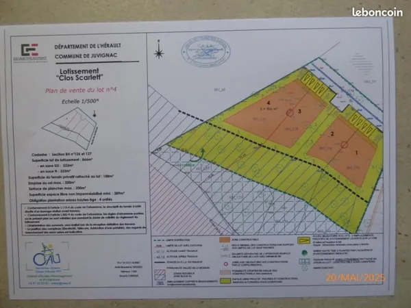 Terrain 1 084 m² Juvignac