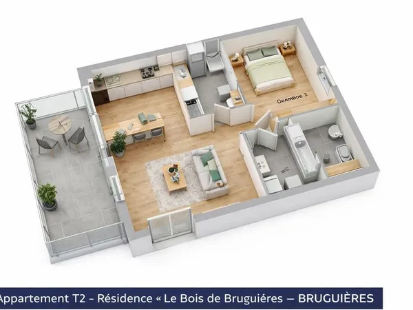 Bel appartement de type 2 avec parking 