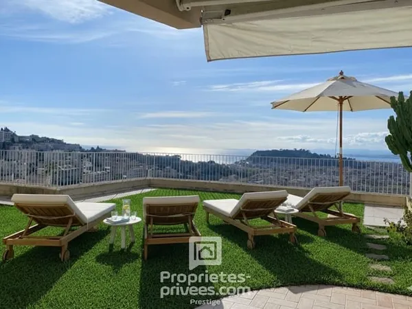 NICE MONT BORON Vue mer exceptionnelle, Appartement 3 pièces avec jardin