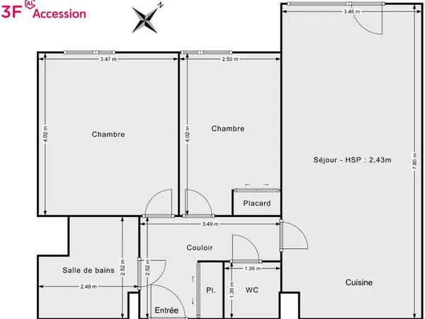 APPARTEMENT 3 pièces 65 m²