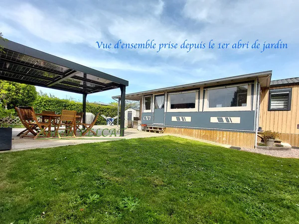 MAISON MOBILE OU MOBIL HOME AVEC PERGOLA VENDU AVEC TERRAIN TERRASSE PARKING ABRIS DE JARDIN CARPORT
