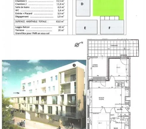 Appartement 3 pièces 63 m²