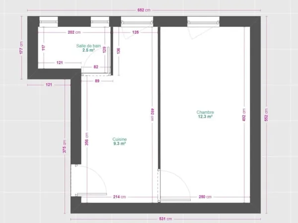 Studio 1 pièce 23 m²