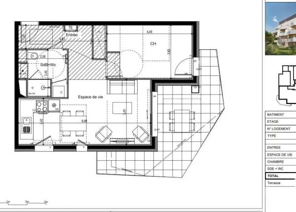 Appartement 2 pièces 49 m²