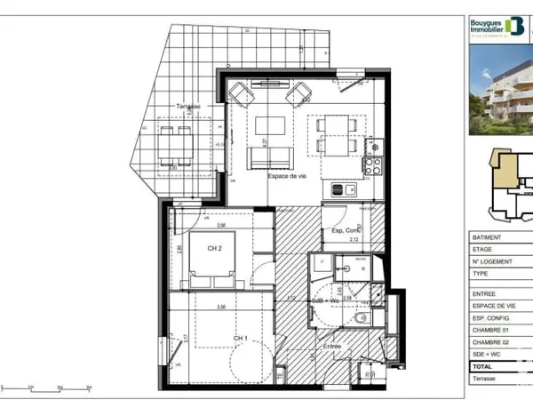 Appartement 3 pièces 65 m²