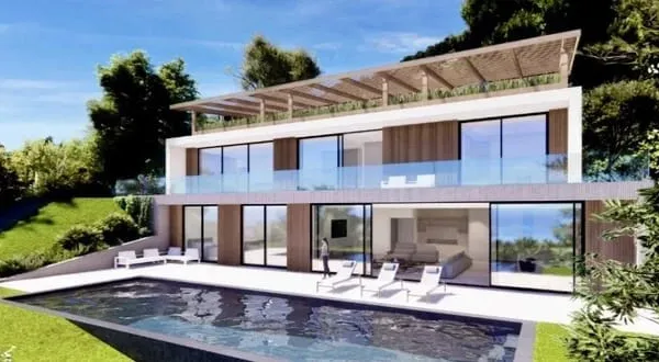 Roquebrune-Cap-Martin-Projet de Villa Contemporaine de Luxe avec Permis Accordé, Vue Mer, à Proximit