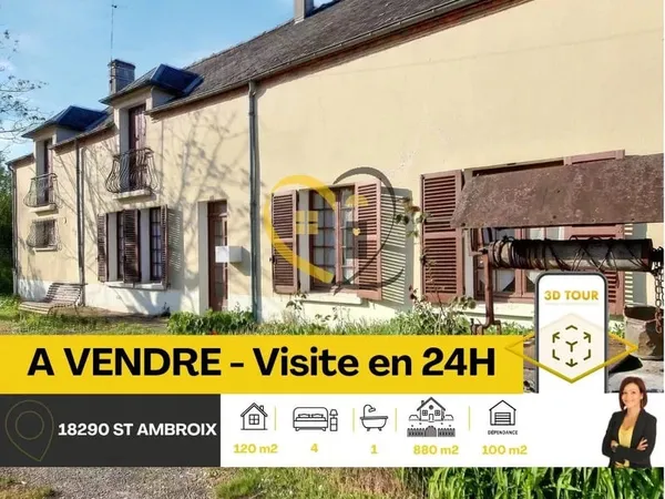Longère de 120m² à saint Ambroix 18290 avec dependances