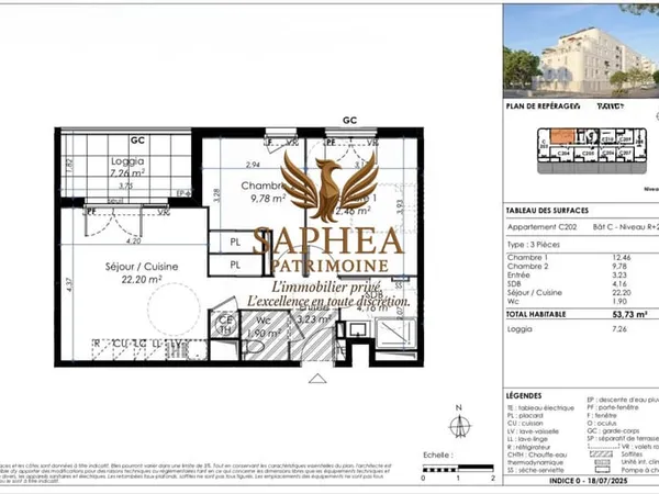 Appartement 3 pièces 53 m² 