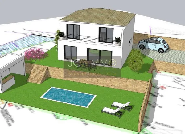 La Farlède - terrain avec belle vue de 614 m2 avec 245 m2 d'emprise 