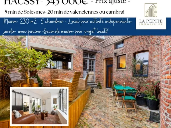 Maison 5 chambres avec local professionnel jardin et piscine 
