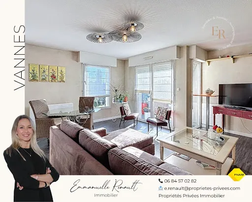 Appartement T4 de 81 m² avec 2 balcons et 2 parkings. Quartier GARE, Vannes 