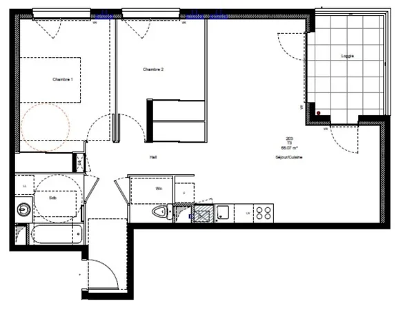 Appartement 3 pièces 66 m²