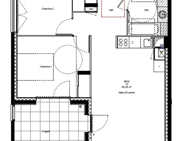 Appartement 3 pièces 60 m²
