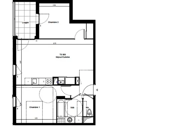 Appartement 3 pièces 58 m²