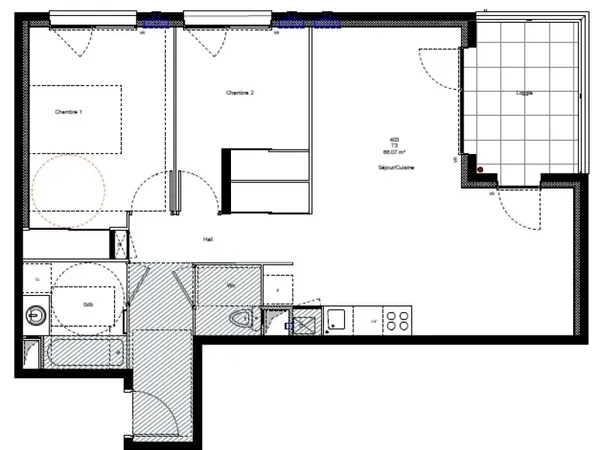 Appartement 3 pièces 66 m²