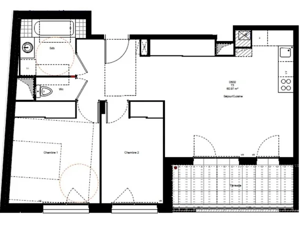 Appartement 3 pièces 61 m²