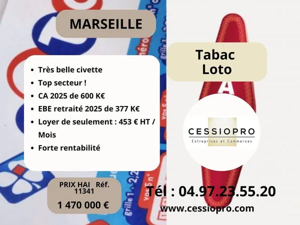 Top secteur ! Très belle Civette, Tabac Loto - MARSEILLE
