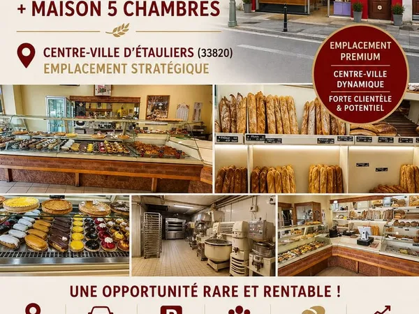 BOULANGERIE ARTISANALE + MURS COMMERCIAUX + MAISON 5 CHAMBRES
