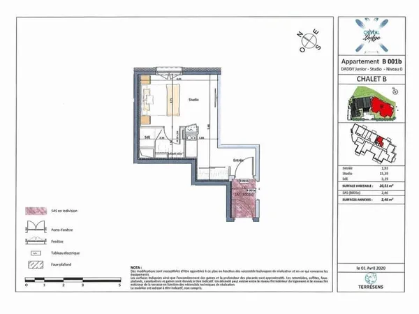 Studio 1 pièce 20 m²