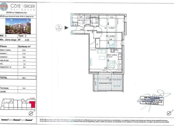 Appartement 3 pièces 57 m² 