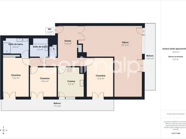 Appartement 4 pièces 108 m² 