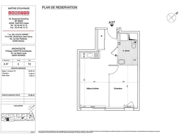 Appartement 2 pièces 38 m²