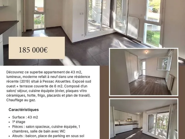 Appartement 1 pièce 43 m²