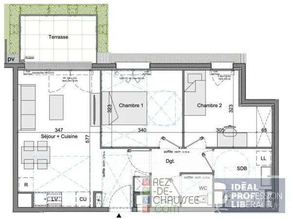 BEL ESPACE DE 56M2 AVEC TERRASSE