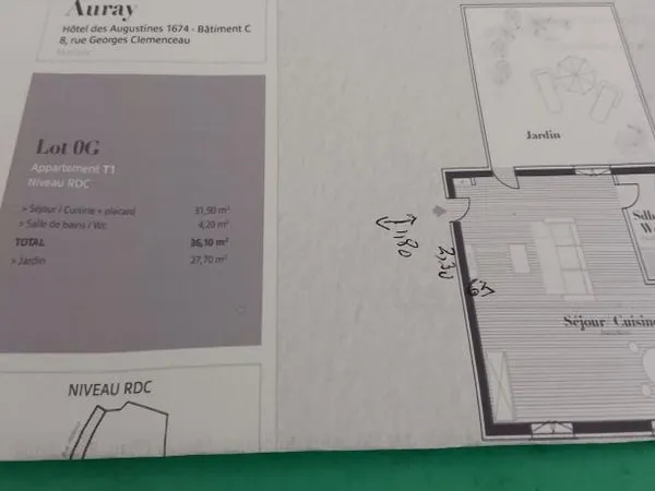 Studio de 36m2 à louer sur Auray
