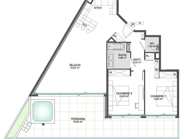 Appartement 3 pièces 80 m² 