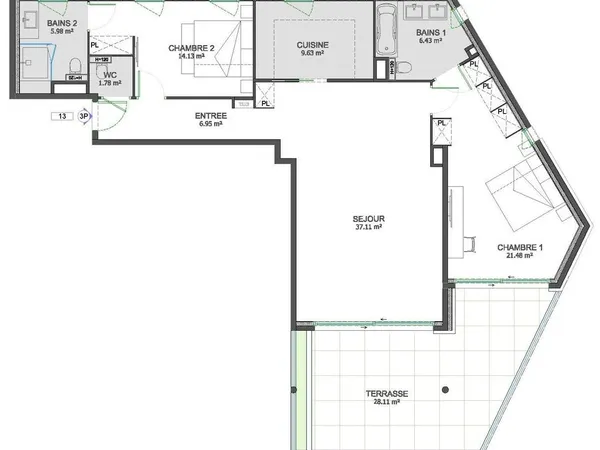 Appartement 3 pièces 101 m² 