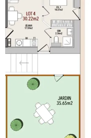 Appartement rénové 2p 30m2 + jardin 35m2 + parking - Tassin Centre 