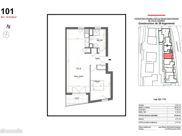 Appartement 2 pièces 51 m² 