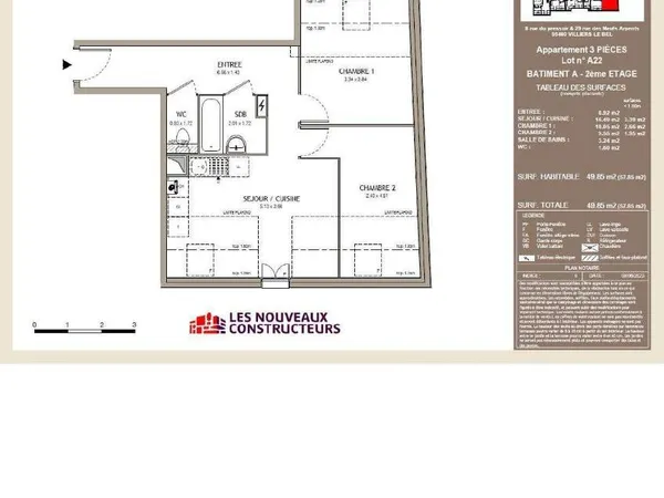 Appartement 3 pièces 50 m² 