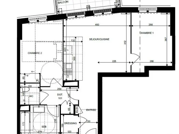 Appartement 3 pièces 61 m² 