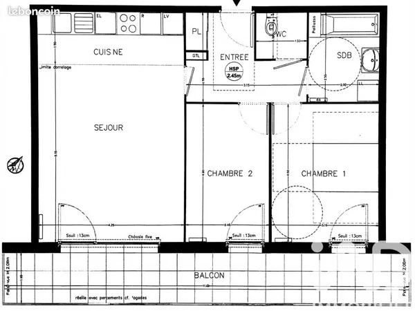 Appartement 3 pièces 64 m² 