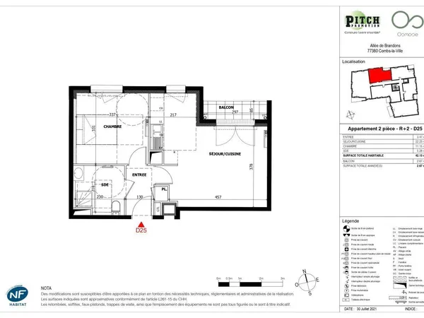 Appartement 2 pièces 42 m² 